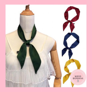 Khăn lụa dài quấn túi xách màu trơn đơn giản - Khăn bandana