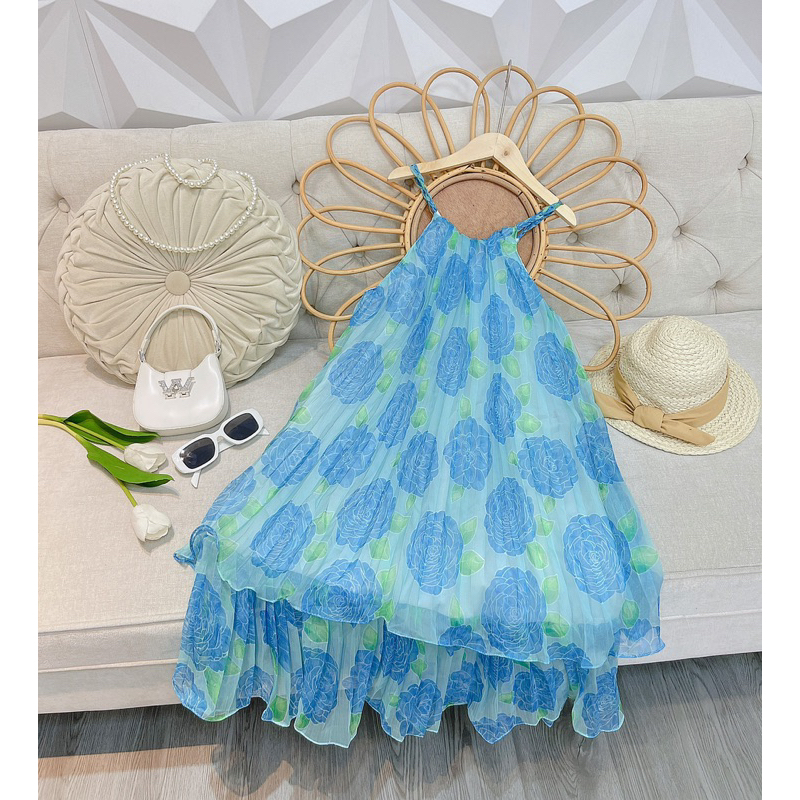 Váy maxi hoa lụa cao cấp cho bé gái size đại cồ