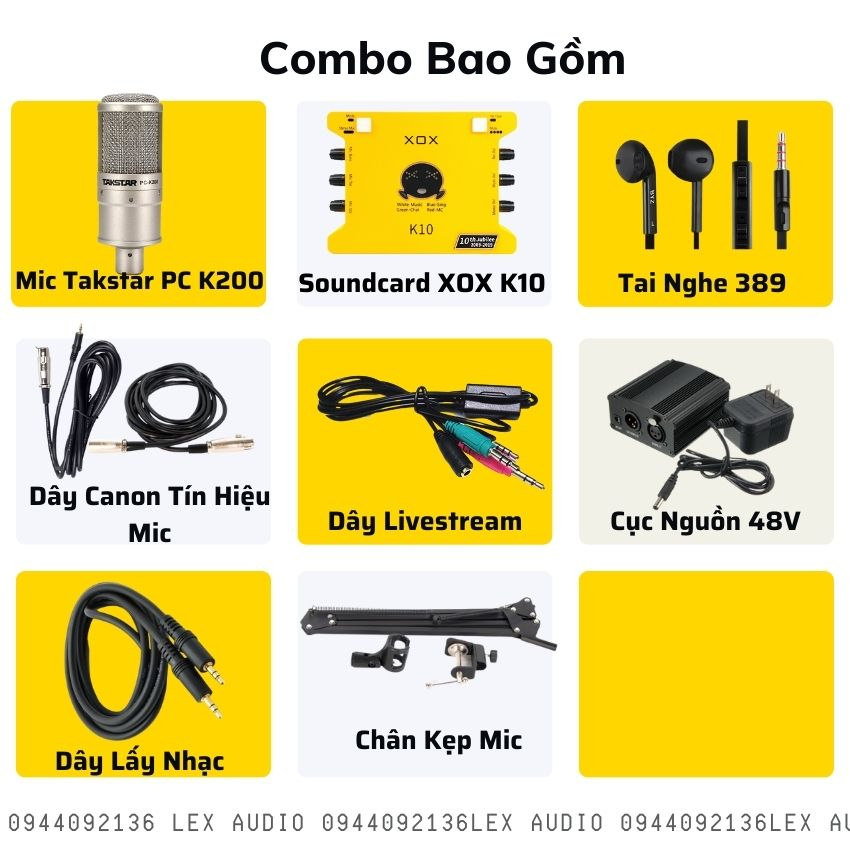 BỘ THU ÂM LIVESTREAM KARAOKE GIẢI TRÍ ONLINE TAKSTAR PC-K200+SOUNDCARD K10