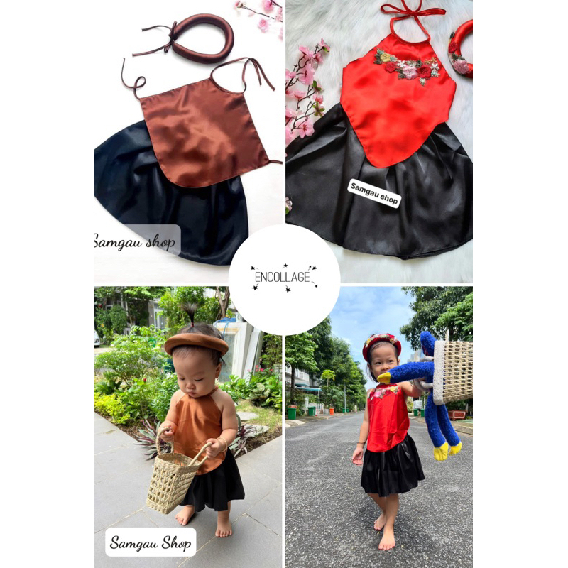 Yếm Nâu và Yếm Đỏ có kèm mấn cho bé gái từ 7-26 kg