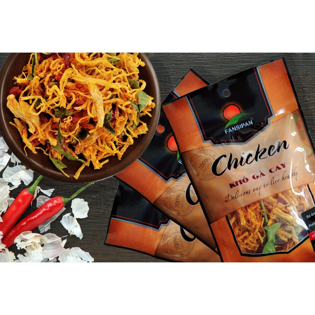Khô Gà Lá Chanh Fansipan Hộp 150g Cay Ngon Tiện Lợi Đảm Bảo Vệ Sinh, Ăn Vặt NaNa