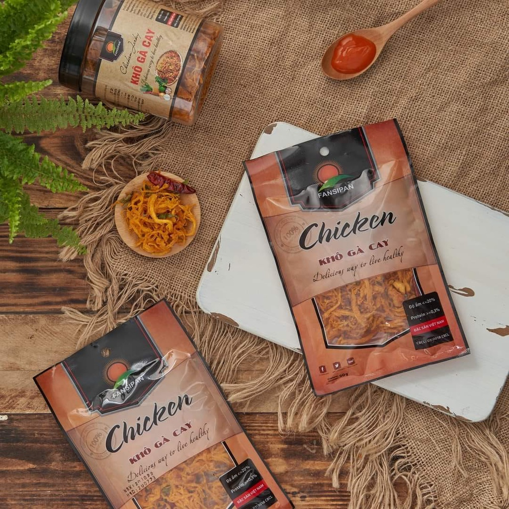 Khô Gà Lá Chanh Fansipan Hộp 150g Cay Ngon Tiện Lợi Đảm Bảo Vệ Sinh, Ăn Vặt NaNa