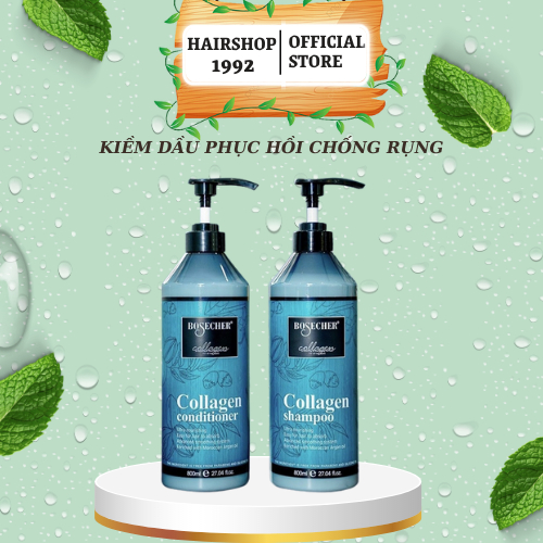 Dầu gội xả collagen Bosecher chống rụng tóc kiềm dầu ngừa gàu phục hồi tóc kích thích mọc tóc 800ml * 2 - Hairshop 1992
