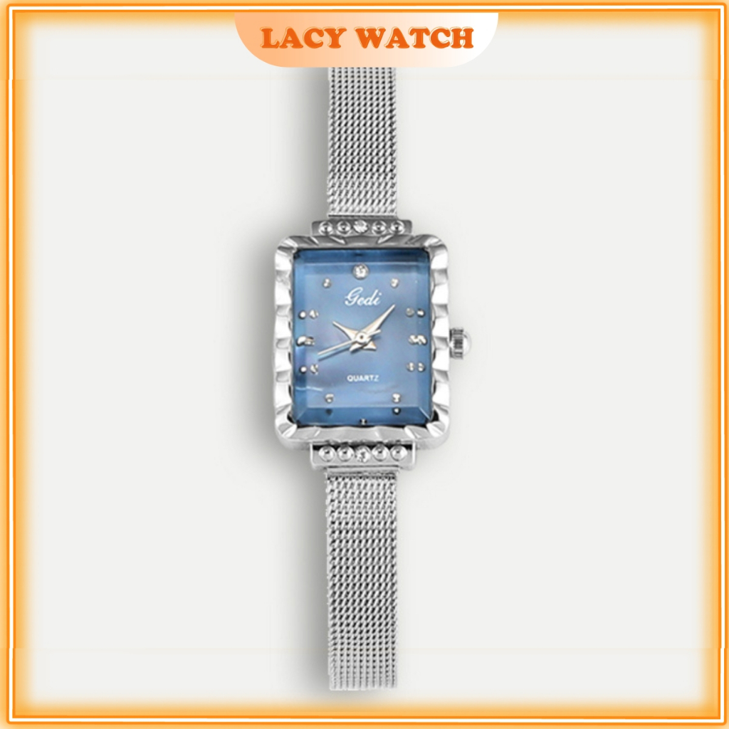 Đồng hồ nữ đeo tay chính hãng dây kim loại mặt vuông chống nước đẹp LaCy Watch V25