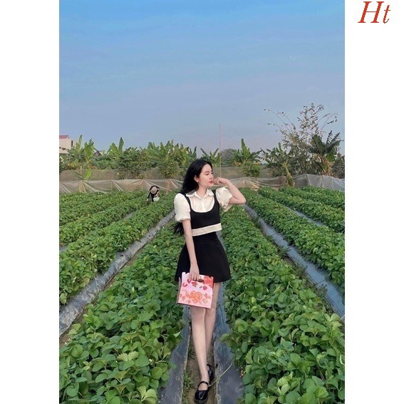 💕𝐅𝐑𝐄𝐄𝐒𝐇𝐈𝐏💕Sét áo sơmi tay phồng phối gile mix chân váy chữ A sang chảnh , tiểu thư cho các bạn nữ , Linh beautiful