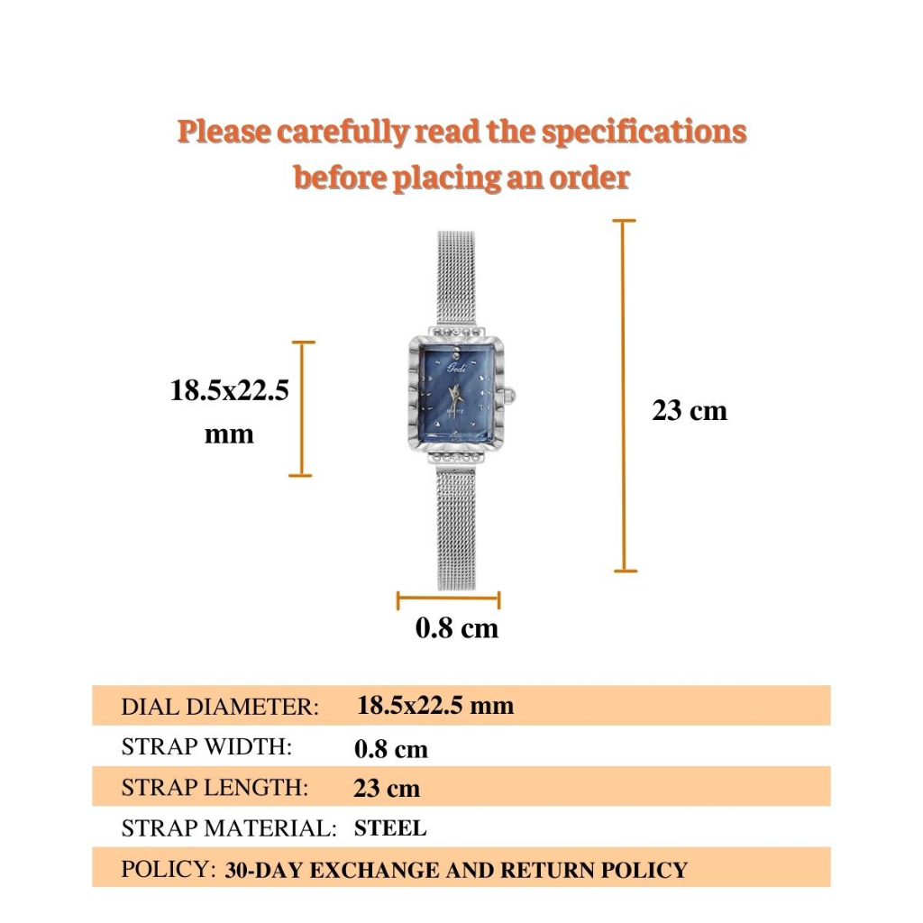 Đồng hồ nữ đeo tay chính hãng dây kim loại mặt vuông chống nước đẹp LaCy Watch V25