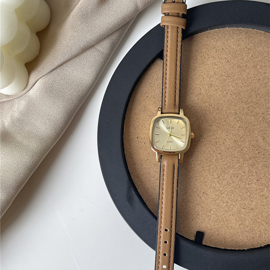 Đồng hồ nữ đeo tay dây da mặt vuông đẹp chống nước chính hãng LaCy Watch V27