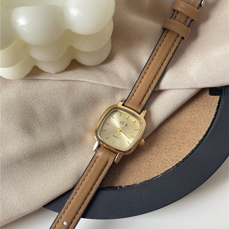 Đồng hồ nữ đeo tay dây da mặt vuông đẹp chống nước chính hãng LaCy Watch V27