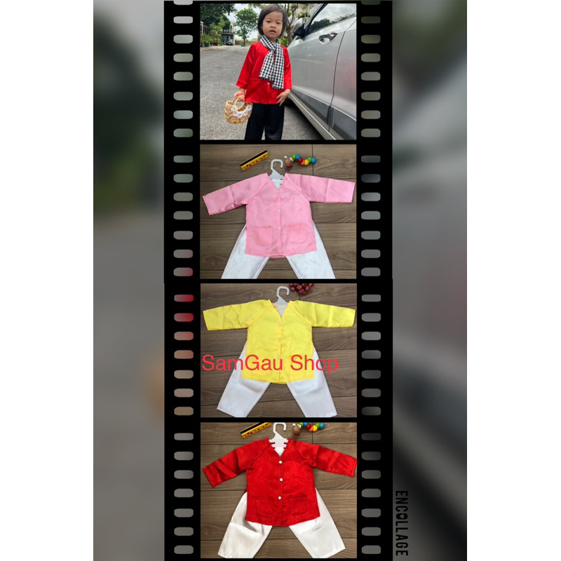 Bộ Bà Ba màu Đỏ Vàng Hồng cho bé gái từ 7-20kg SamGau Shop