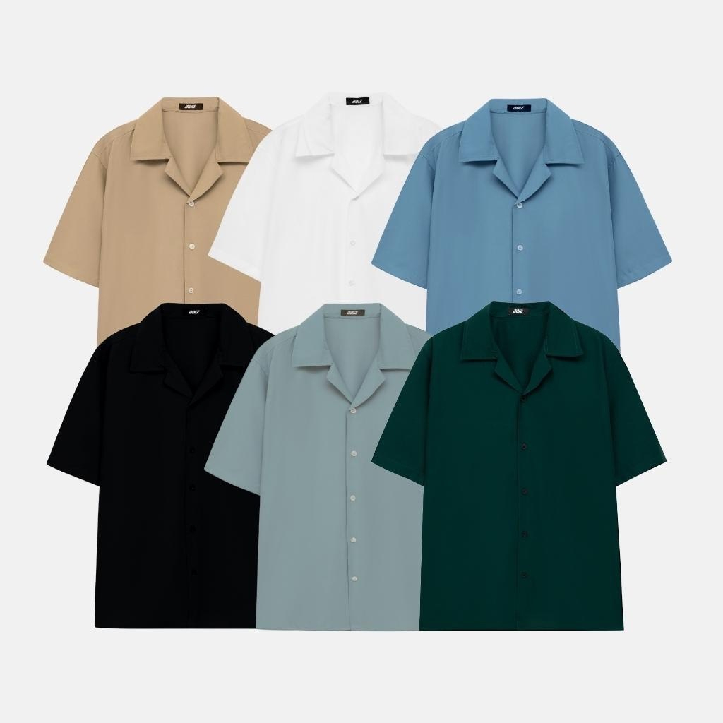 Áo sơ mi tay ngắn nam nữ TKT form rộng sơ mi cổ vest unisex tay lỡ, chất vải lụa mịn chống nhăn