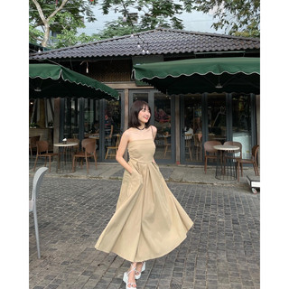 Váy maxi quây thô trơn lưng chun sẵn mút ngực Celyn.clothes (ảnh thật)