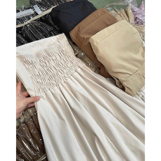 Váy maxi quây thô trơn lưng chun sẵn mút ngực the.sweaterweather TSW (ảnh thật)