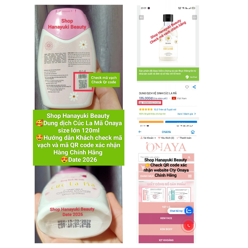 Dung dịch vệ sinh Cúc La Mã ONAYA 120ml-Giúp sạch, thoáng mát, thơm, khử mùi vùng kín