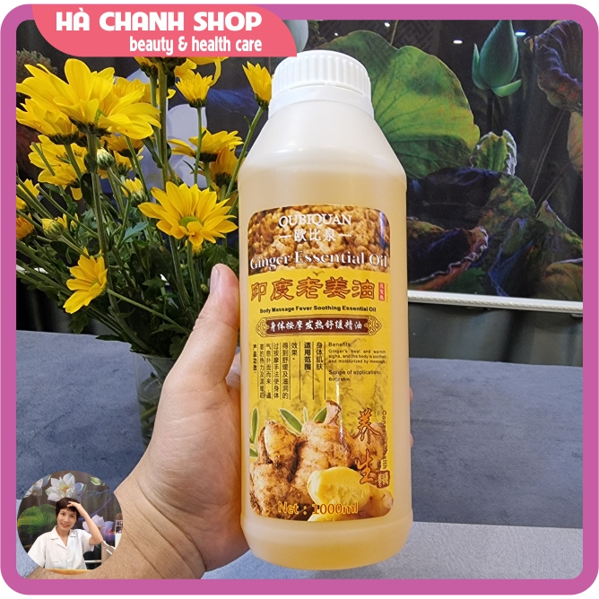 Dầu Massage Body OUBIQUAN Dầu Gừng Già Ấn Độ Nóng Ấm Thông Kinh Lạc Mát Xa Toàn Thân Đậm Đặc Hương Gừng Thơm Chai 1000ml