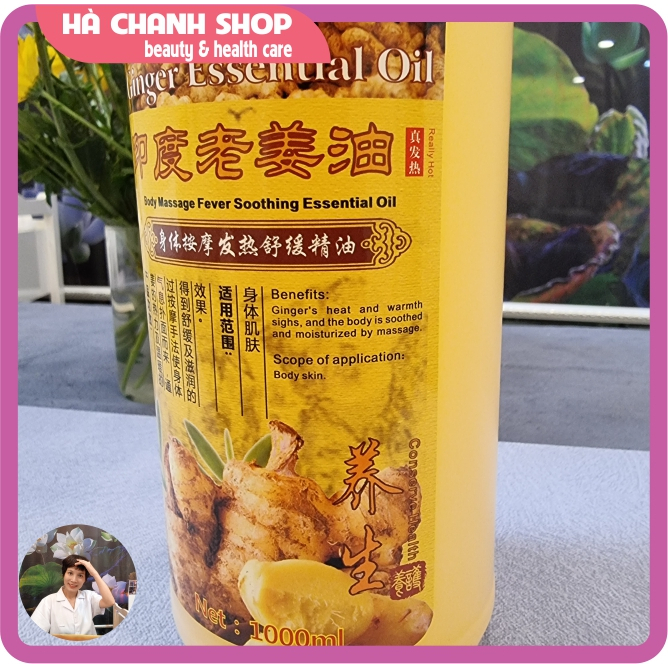 Dầu Massage Body OUBIQUAN Dầu Gừng Già Ấn Độ Nóng Ấm Thông Kinh Lạc Mát Xa Toàn Thân Đậm Đặc Hương Gừng Thơm Chai 1000ml