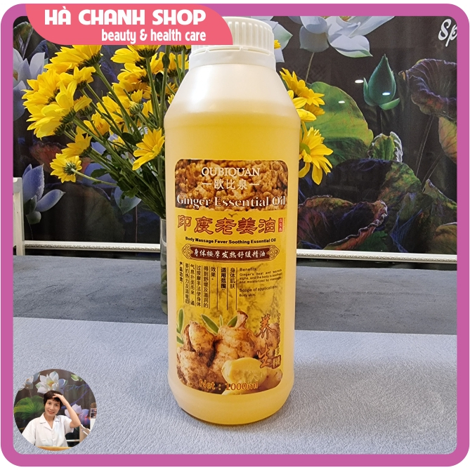 Dầu Massage Body OUBIQUAN Dầu Gừng Già Ấn Độ Nóng Ấm Thông Kinh Lạc Mát Xa Toàn Thân Đậm Đặc Hương Gừng Thơm Chai 1000ml