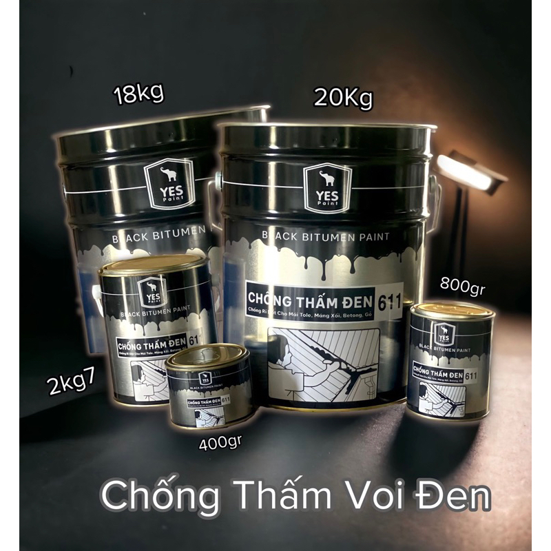 Sơn Chống Thấm Đen 611 Yes ( Chống thấm betong, gỗ kim loại cho sàn betong, máng xối, khe nứt..)
