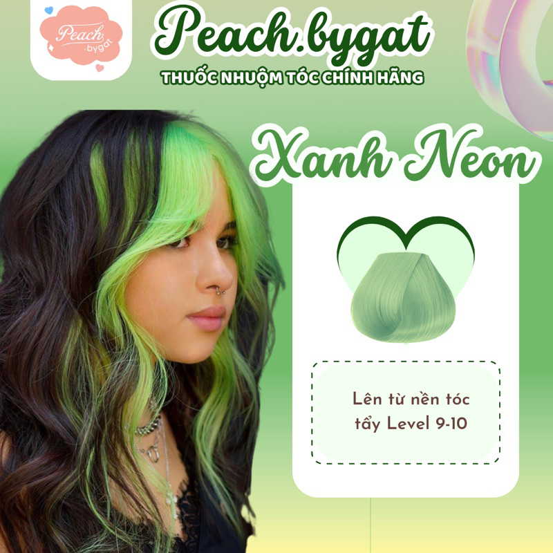 Thuốc nhuộm tóc XANH NEON cần dùng thuốc tẩy tóc của Peachbygat , Peach bygat