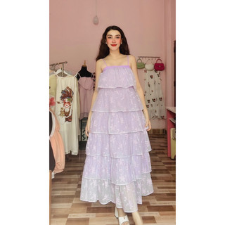 Đầm maxi 2d tầng màu tím (gia.out-260k/sịp25k/cók50k.chat.dép)