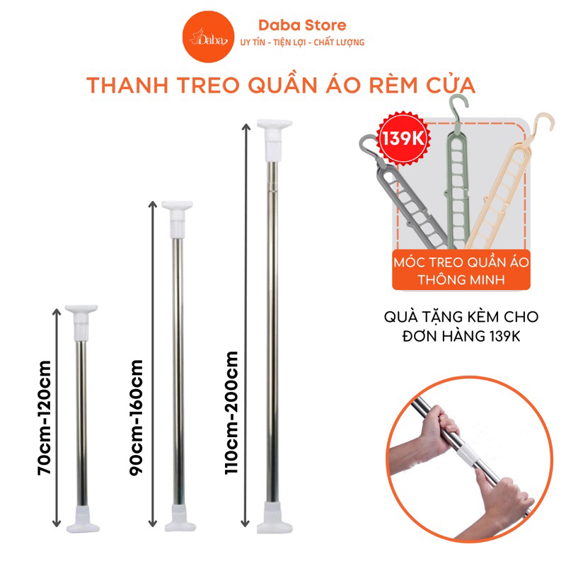 Thanh treo quần áo treo rèm cửa bám cố định tường