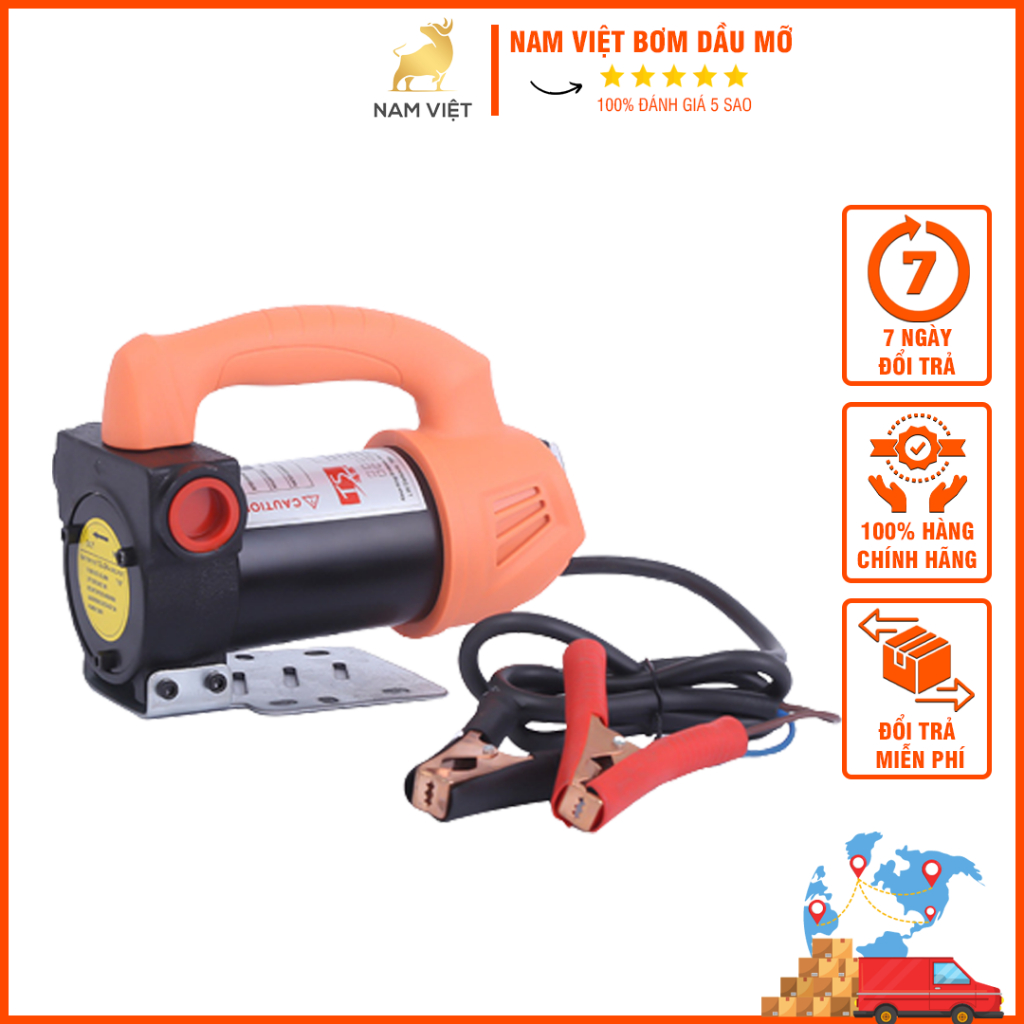 Máy Bơm Dầu 12v 24v 220v Phụ Kiện Nam Việt - Bơm Hút diezel Nhiên Liệu Mini, Motor Lõi Đồng Lưu Lượng 45 lít/ phút