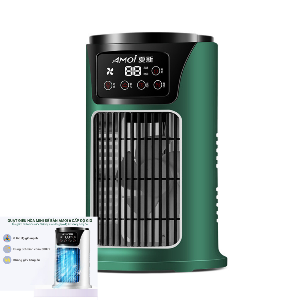 Quạt điều hòa mini Amoi ( hàng loại 1 ) - Quạt hơi nước phun sương để bàn Amoi 6 cấp độ gió làm mát nhanh chóng
