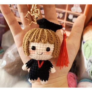 Móc khoá - Thú len Bé tốt nghiệp handmade