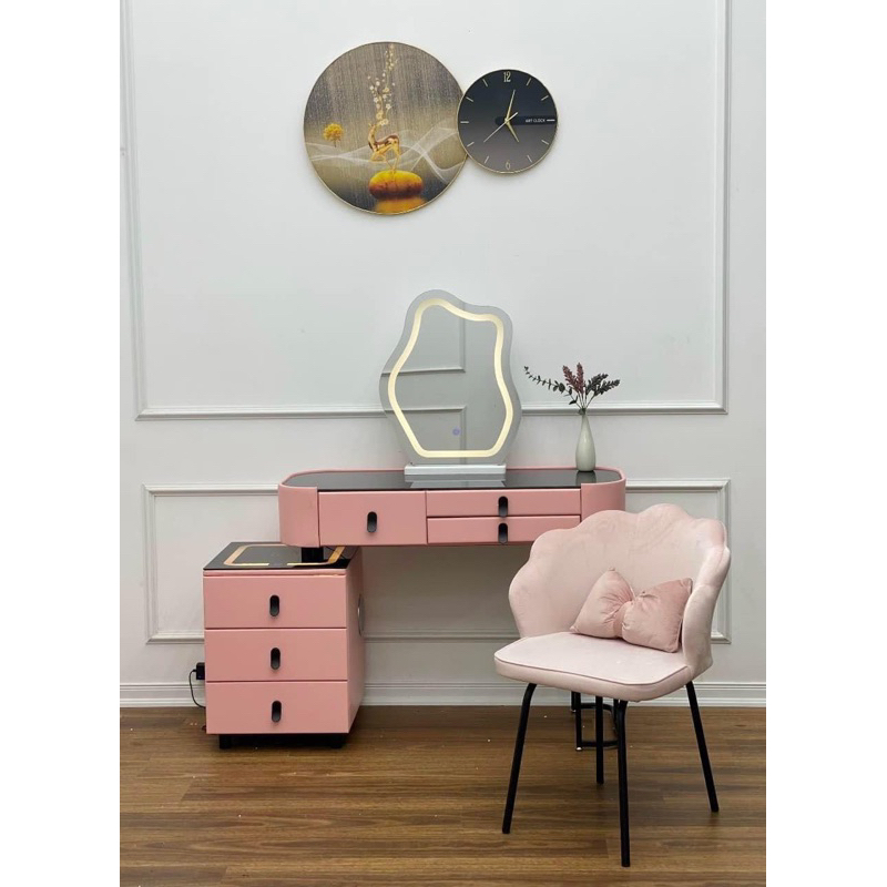 Đặt hàng ib shop - Bàn trang điểm thông minh nhập khẩu đủ kèm ghế và gương led có loa sạc đèn đủ bộ - mã BP4