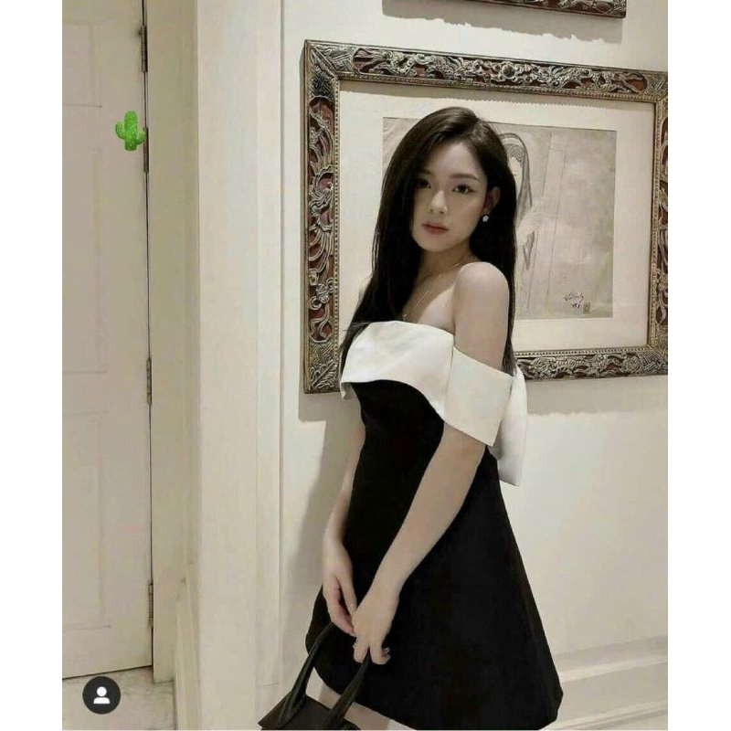Đầm Cúp Ngực Trễ Vai Đính Nơ Sang Trọng Freesize Cho Nữ