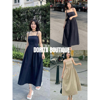 Váy maxi xoè 2 dây quai điều chỉnh chun lưng dorita boutique