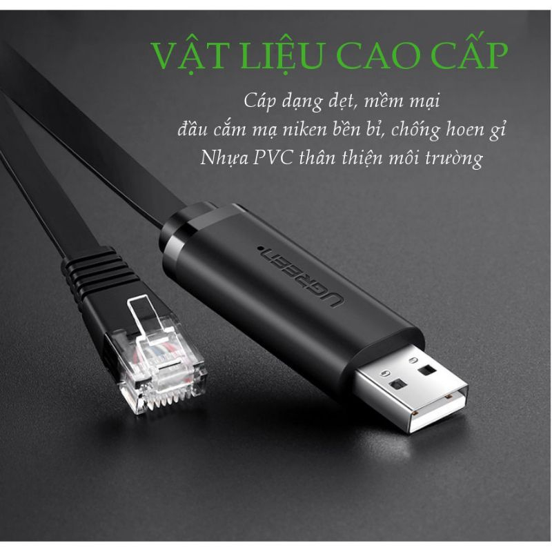 Cáp lập trình Console USB to RJ45 FTDI cao cấp Ugreen 50773 dài 1,5m - Hàng chính hãng