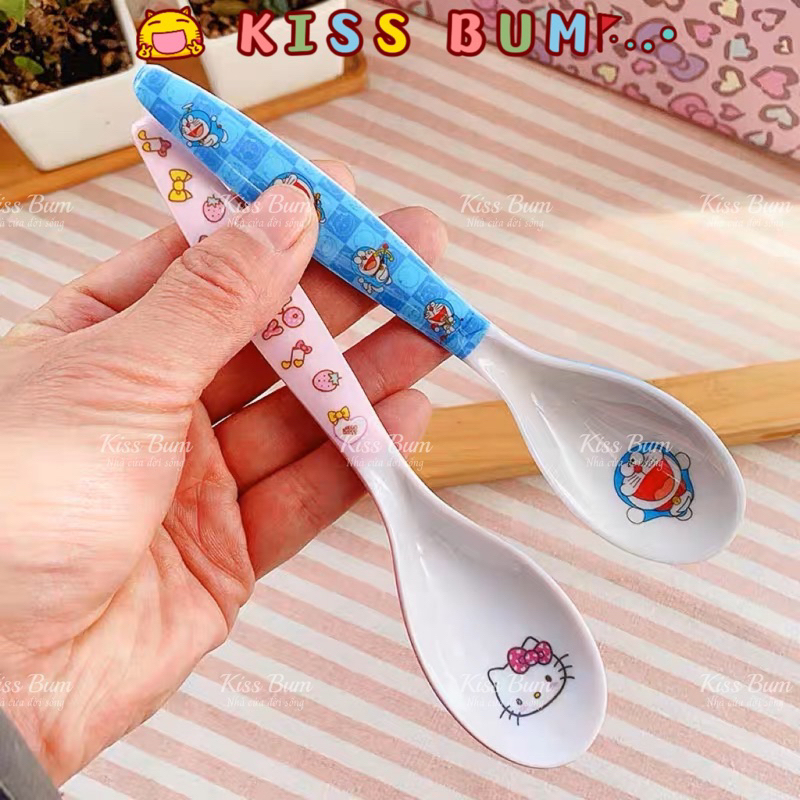 Muỗng thìa HelloKitty, Doraemon, Elsa, Peppa nhựa melamine