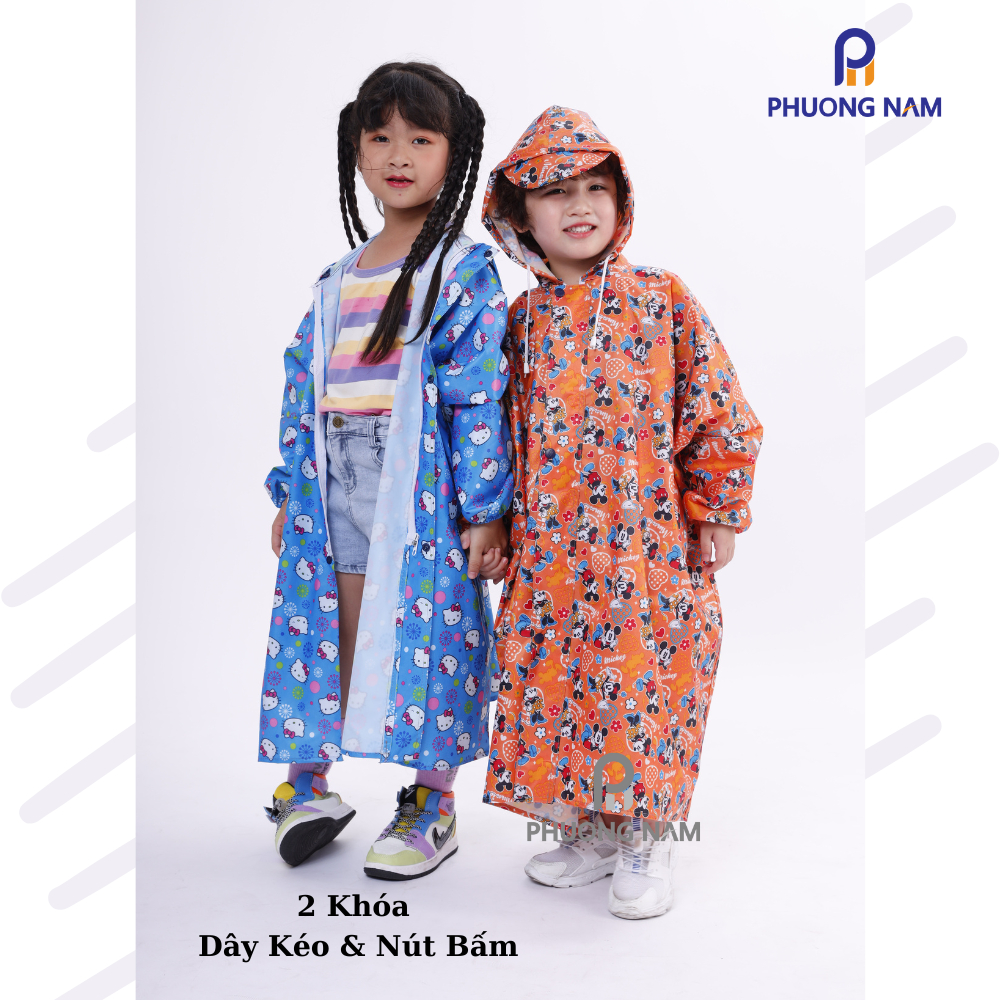 Áo Mưa Dây Kéo Vải Dù Tiện Lợi Cho Bé - Chọn Màu Bé Thích