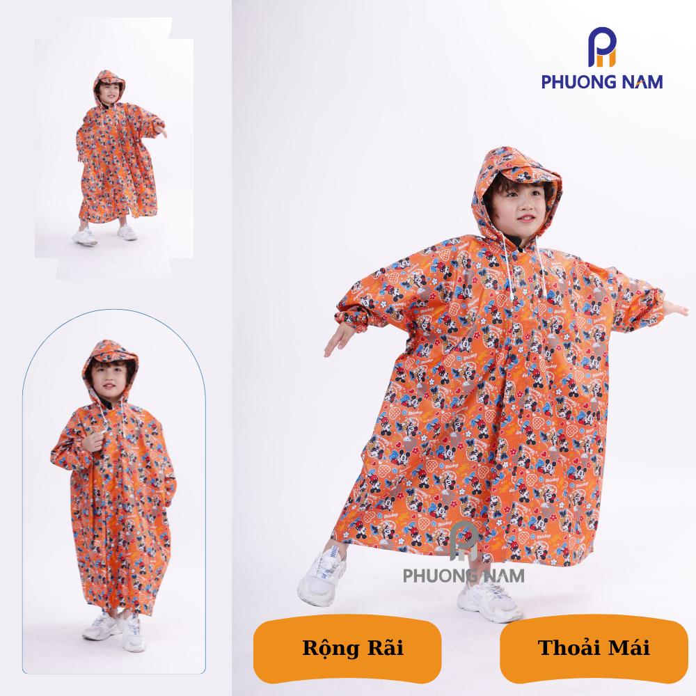 Áo Mưa Dây Kéo Vải Dù Tiện Lợi Cho Bé - Chọn Màu Bé Thích