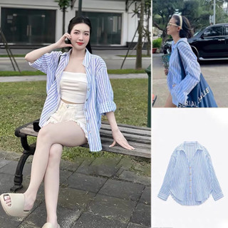 Áo sơ mi Zara áo sơ mi kẻ xanh Zara xuất A188