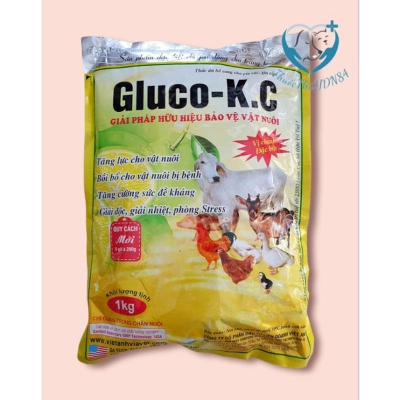 GLUCO K.C 1kg tăng lực, tăng sức đề kháng, giải độc, giải nhiệt cho vật nuôi.