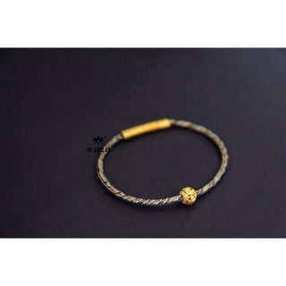 Vòng tay dây dù đa sắc kim tiền bạc s925 mạ vàng may mắn tài lộc tn jewelry