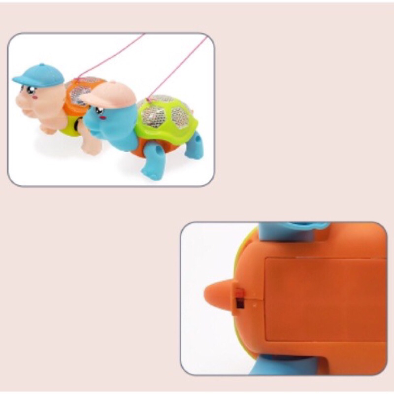 Đồ chơi cho bé con rùa biết đi nhún nhảy chạy pin có nhạc và đèn phát sáng