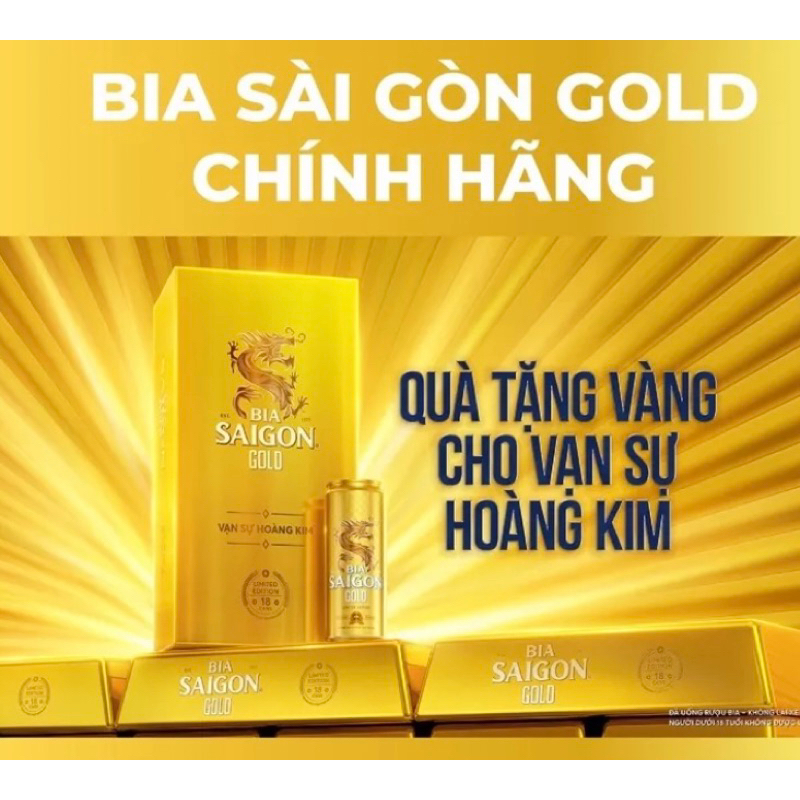 Bia Sài Gòn Gold - thùng 18 lon cao