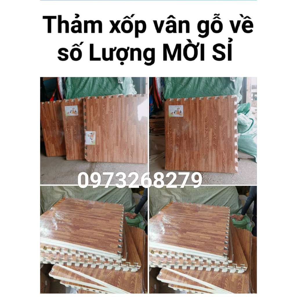 thảm xốp lót sàn kích thước 60*60*1cm vân gỗ 1bộ có 4tấm kèm viền khóa giá 66000₫