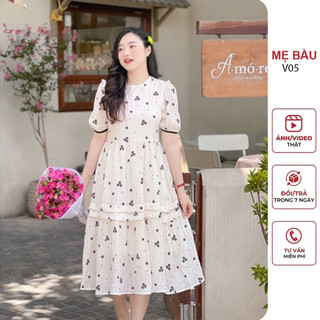 Đầm váy bầu công sở mùa hè hàng thiết kế dáng suông dài chất đẹp - đầm bầu babydoll thời trang thiết kế freesize