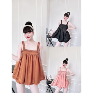 Bộ ngủ mặc nhà 2dây phối bèo chất lụa xước cao cấp