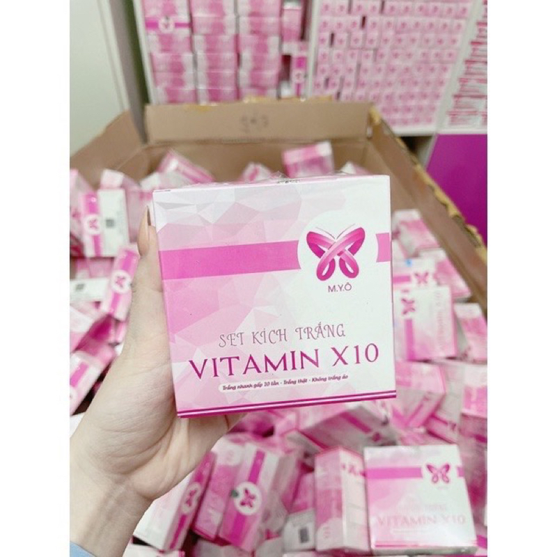 [Chính hãng] SÉT COMBO TRUYỀN TRẮNG +KÍCH TRẮNG VITAMIN X10 MYO (pha kem body giúp trắng nhanh)