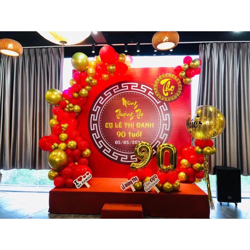 Bóng Mừng Thọ HPBD In Tên kèm bóng Kiểu Hàn Quốc Mẫu Mới Cực Sang  ( Tặng In Tên Chủ Tiệc Free,Tặng kèm bơm keo)