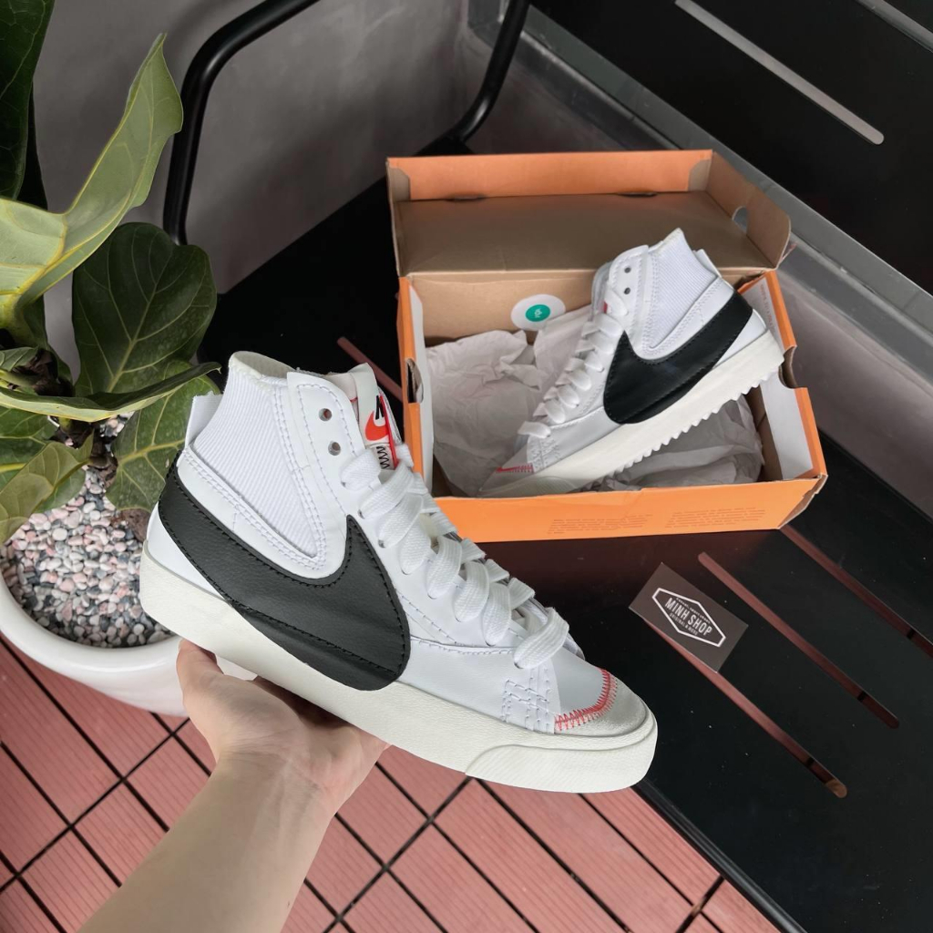 Giày Sneaker Nike Blazer Mid ’77 Jumbo ‘White Black’  Trắng Đen Logo To | PiuPiu Authentic