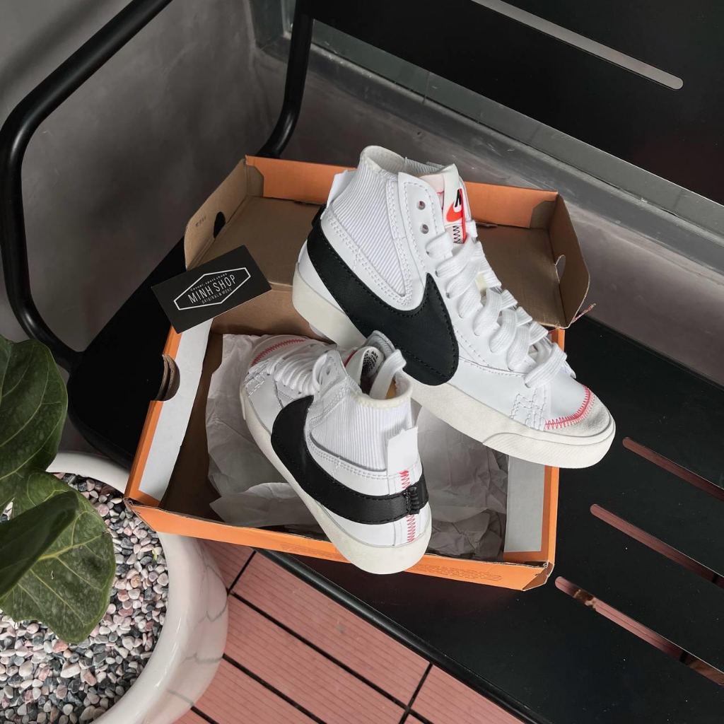 Giày Sneaker Nike Blazer Mid ’77 Jumbo ‘White Black’  Trắng Đen Logo To | PiuPiu Authentic
