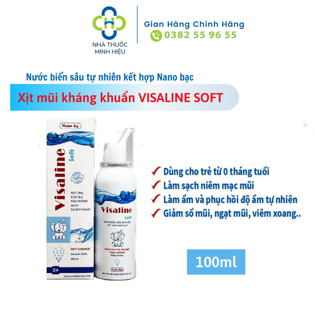 VISALINE SOFT xịt mũi nano bạc kháng khuẩn 100ml