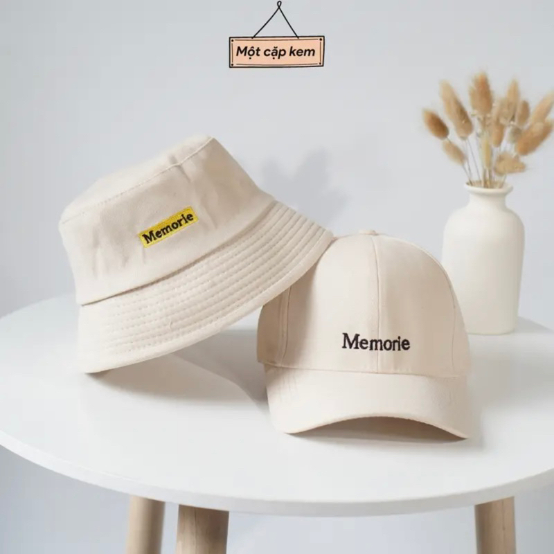 Mũ cặp mũ bucket chữ Memorie phong cách Unisex, nón tai bèo cho nam nữ đi chơi đi du lịch