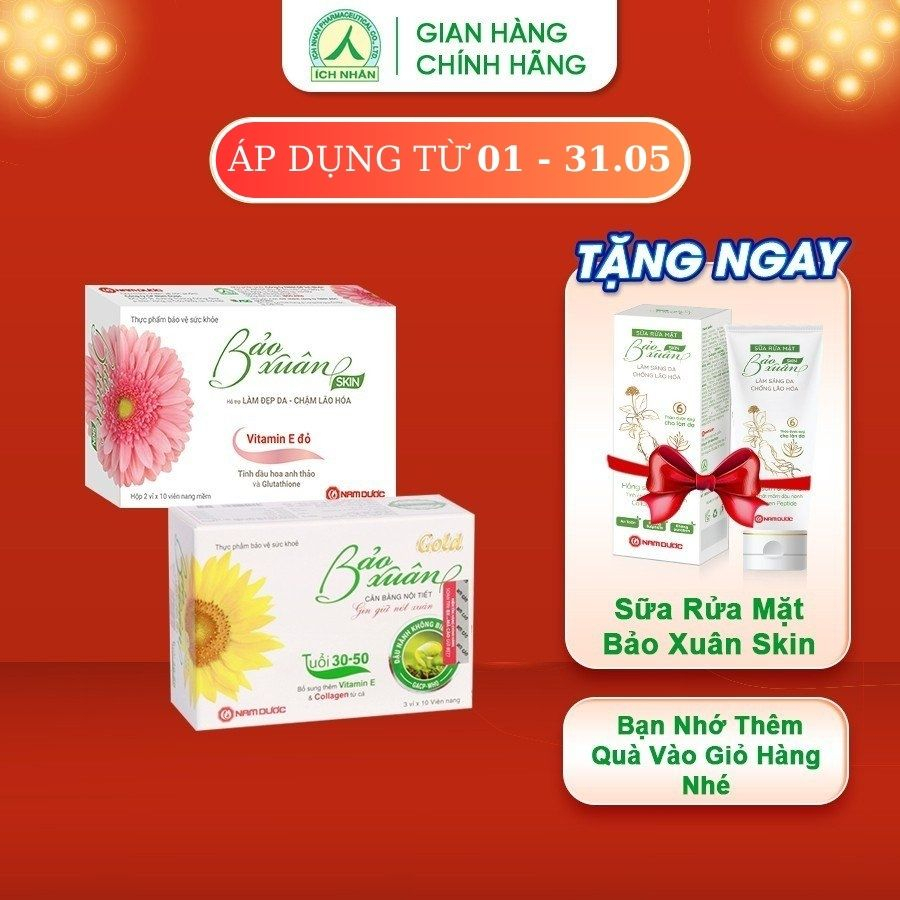 Combo Bảo Xuân Gold + Bảo Xuân Skin Tăng Cường Nội Tiết Tố Nữ, Làm Đẹp Da, Chống Lão Hóa, Kéo Dài Tuổi Xuân