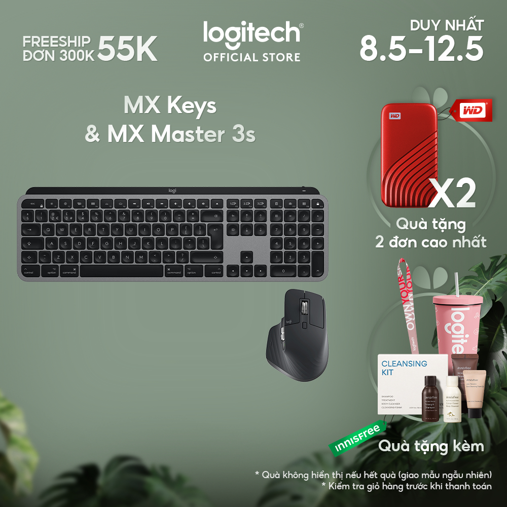Combo bàn phím Logitech MX Keys và Chuột Logitech MX Master 3S